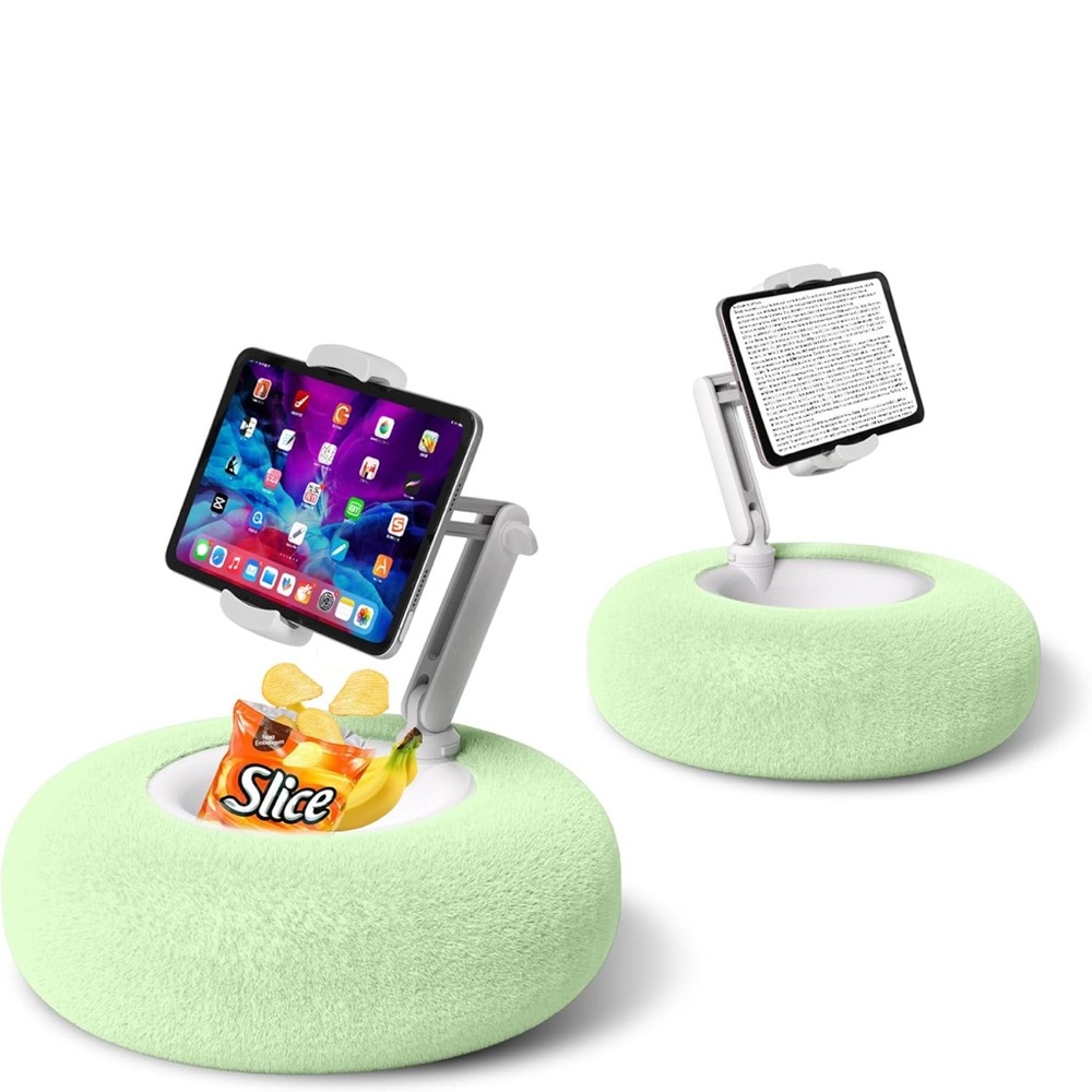 Green Adjustable Tablet Stand with Cushioned Base